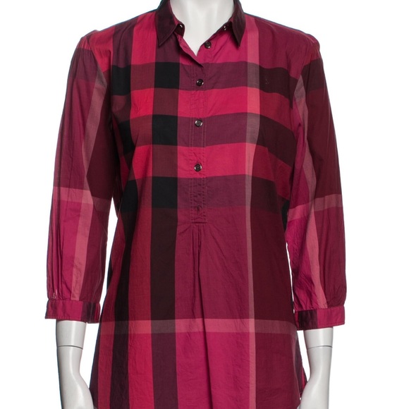 Burberry Brit Plaid Print Button Up Top - Picture 1 of 16